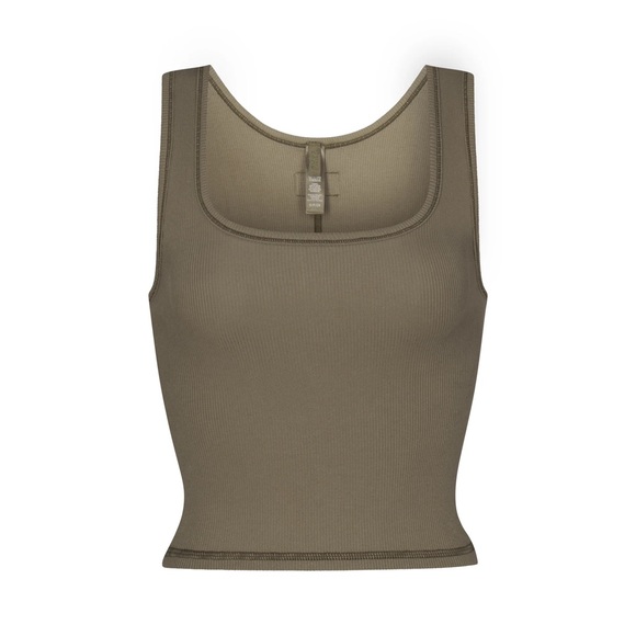 SKIMS army green cotton rib set, includes cotton rib tank and leggings. - Picture 1 of 2